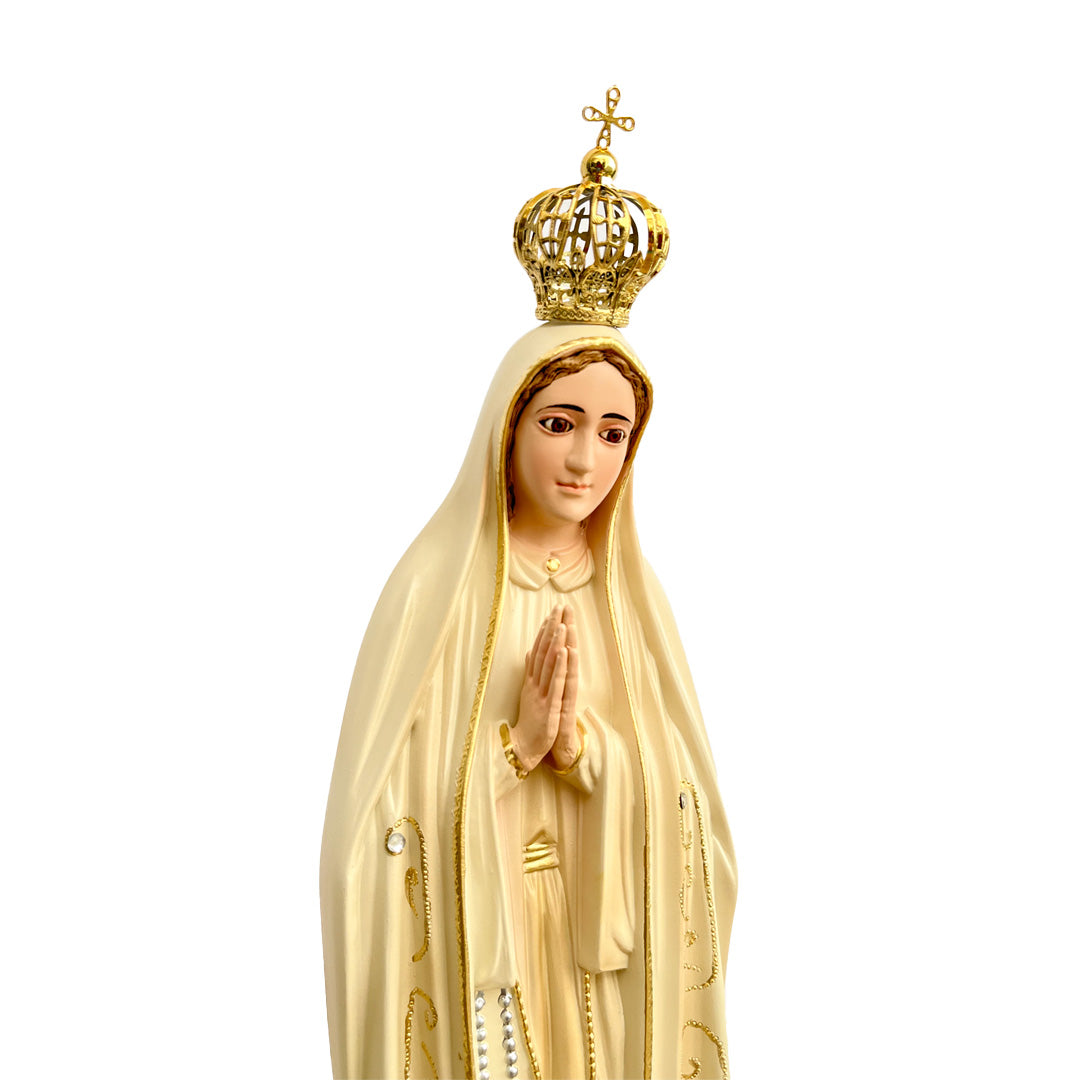 Estatua de la Virgen de Fátima con Acabado Envejecido - 50 cm (19.6”)