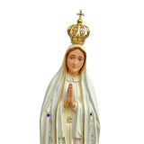 Estatua de la Virgen de Fátima con Manto en Tono Blanco Ojos Pintados - 50 cm (19.6”)