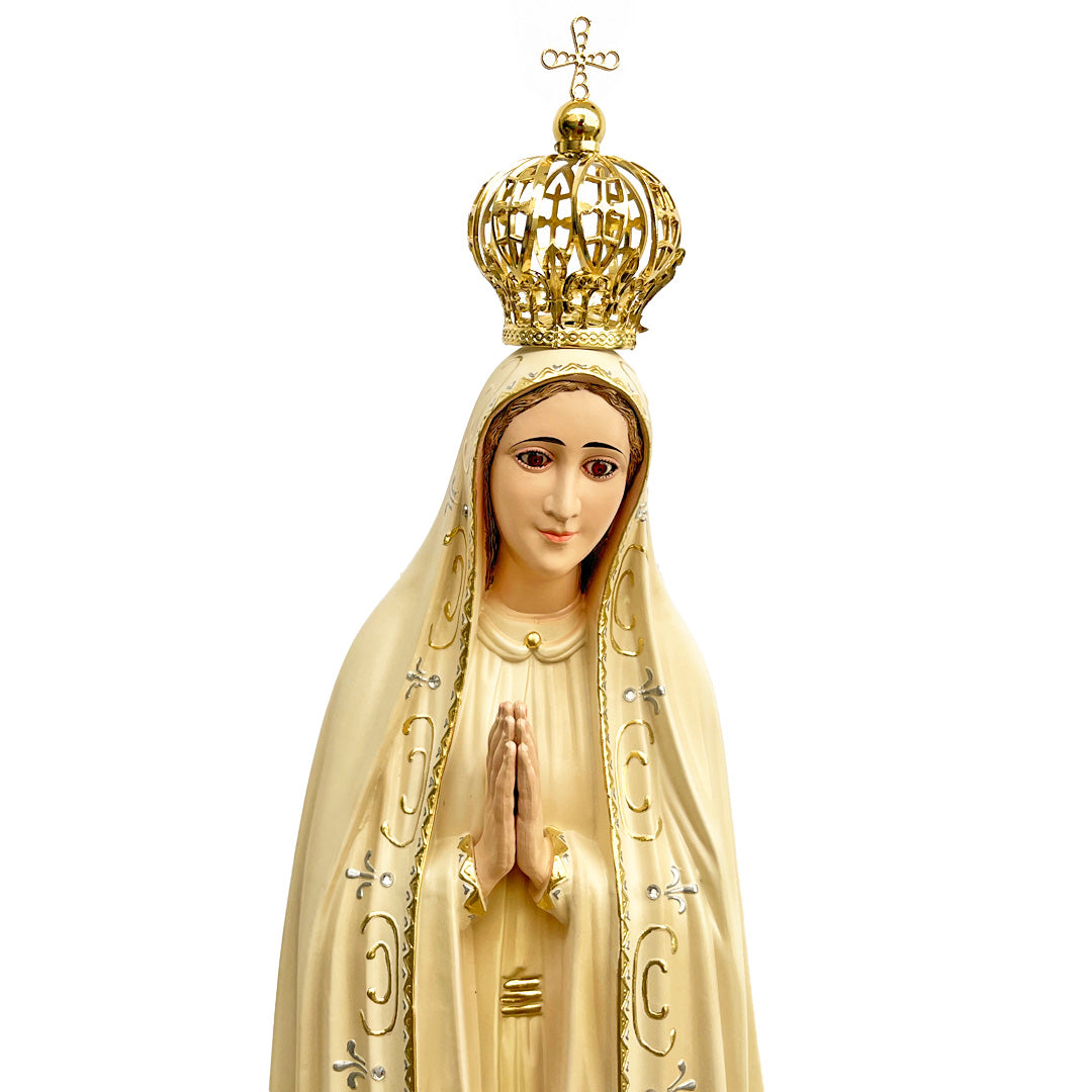 Estatua de la Virgen de Fátima con Acabado Envejecido - 77 cm (30.3”)