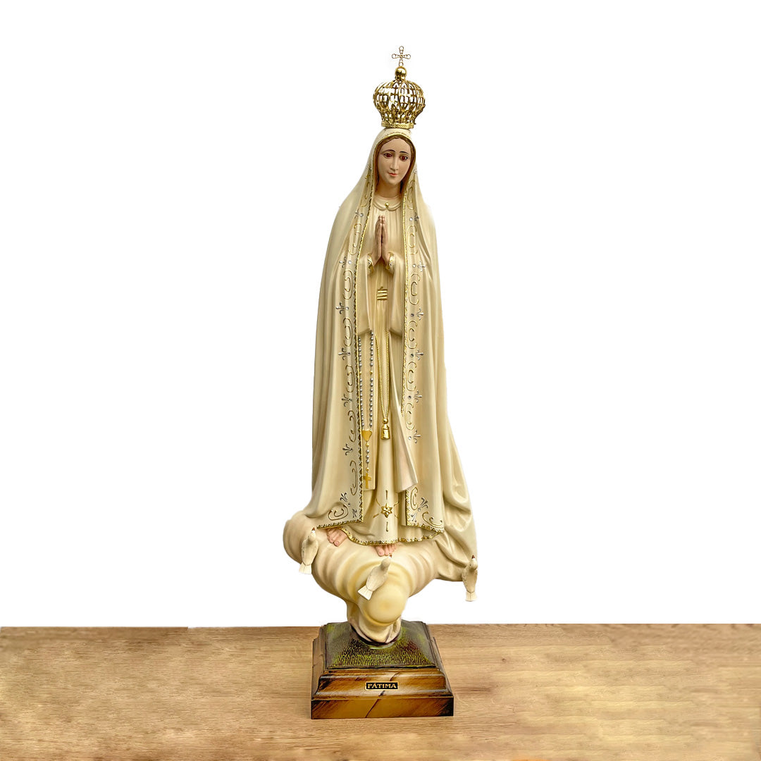 Estatua de la Virgen de Fátima con Acabado Envejecido - 77 cm (30.3”)