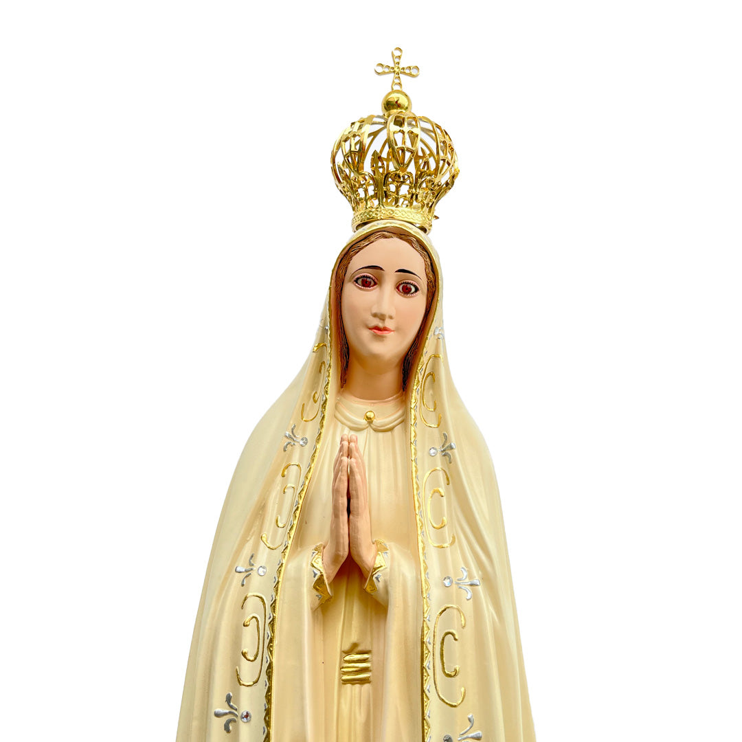 Estatua de la Virgen de Fátima con Acabado Envejecido - 77 cm (30.3”)