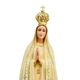 Estatua de la Virgen de Fátima con Acabado Envejecido - 77 cm (30.3”)