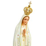 Estatua de la Virgen de Fátima con Manto en Tono Blanco - 60 cm (23.6”)