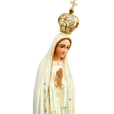 Estatua de la Virgen de Fátima con Manto en Tono Blanco y Detalles Escarchados - 60 cm (23.6”)