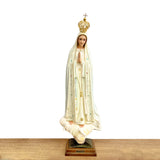 Estatua de la Virgen de Fátima con Manto en Tono Blanco y Detalles Escarchados - 60 cm (23.6”)