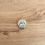 Medalla Italiana de Virgen de Guadalupe y Jesús de la Misericordia Bicolor 1.6CM