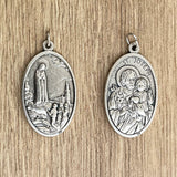 Medalla Italiana Ovalada Virgen de Fatima y San José 4.5cm