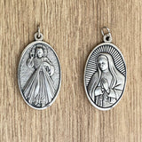 Medalla Italiana Ovalada Virgen de Guadalupe y Jesús de la Misericordia 4.5cm