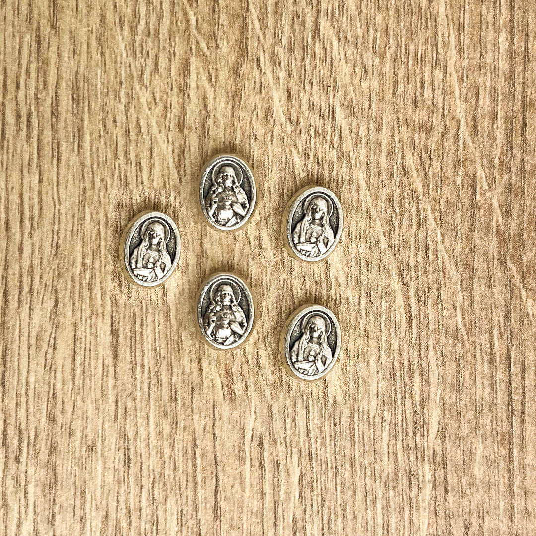 Pasador Grano x 5 Unidades: Sagrado Corazón de Jesús - Inmaculado corazón de Maria