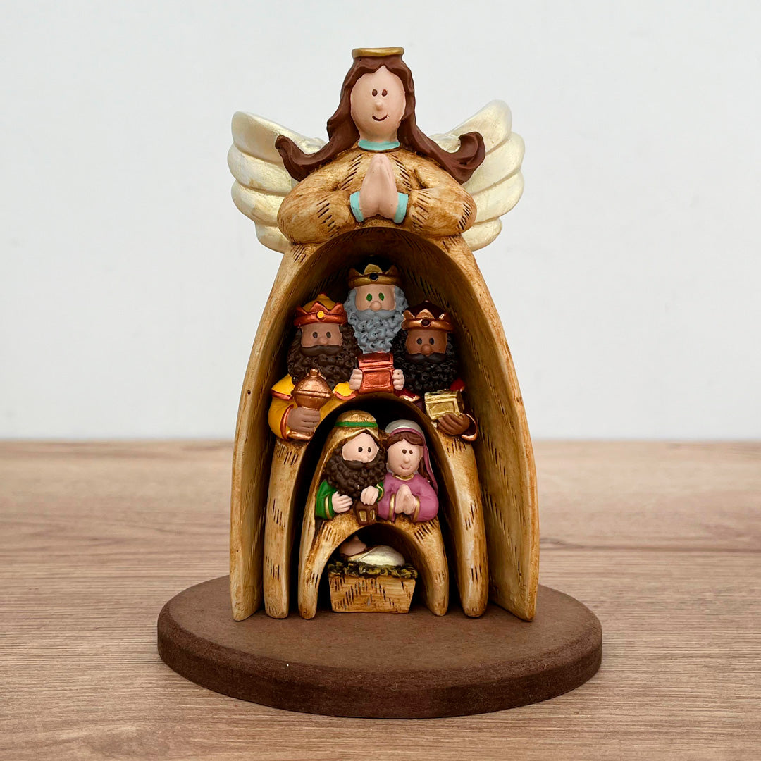 Pesebre 4 Piezas con Base de Madera