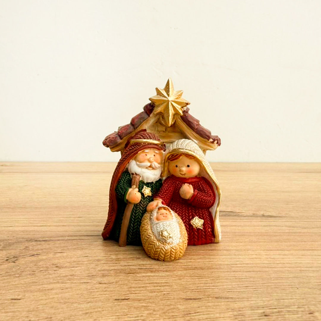 Nacimiento con Choza 8 cm – Escena del Pesebre en Colores Tradicional