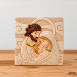 Placa decorativa Sagrada Familia beige en resina con base 7.5 cm