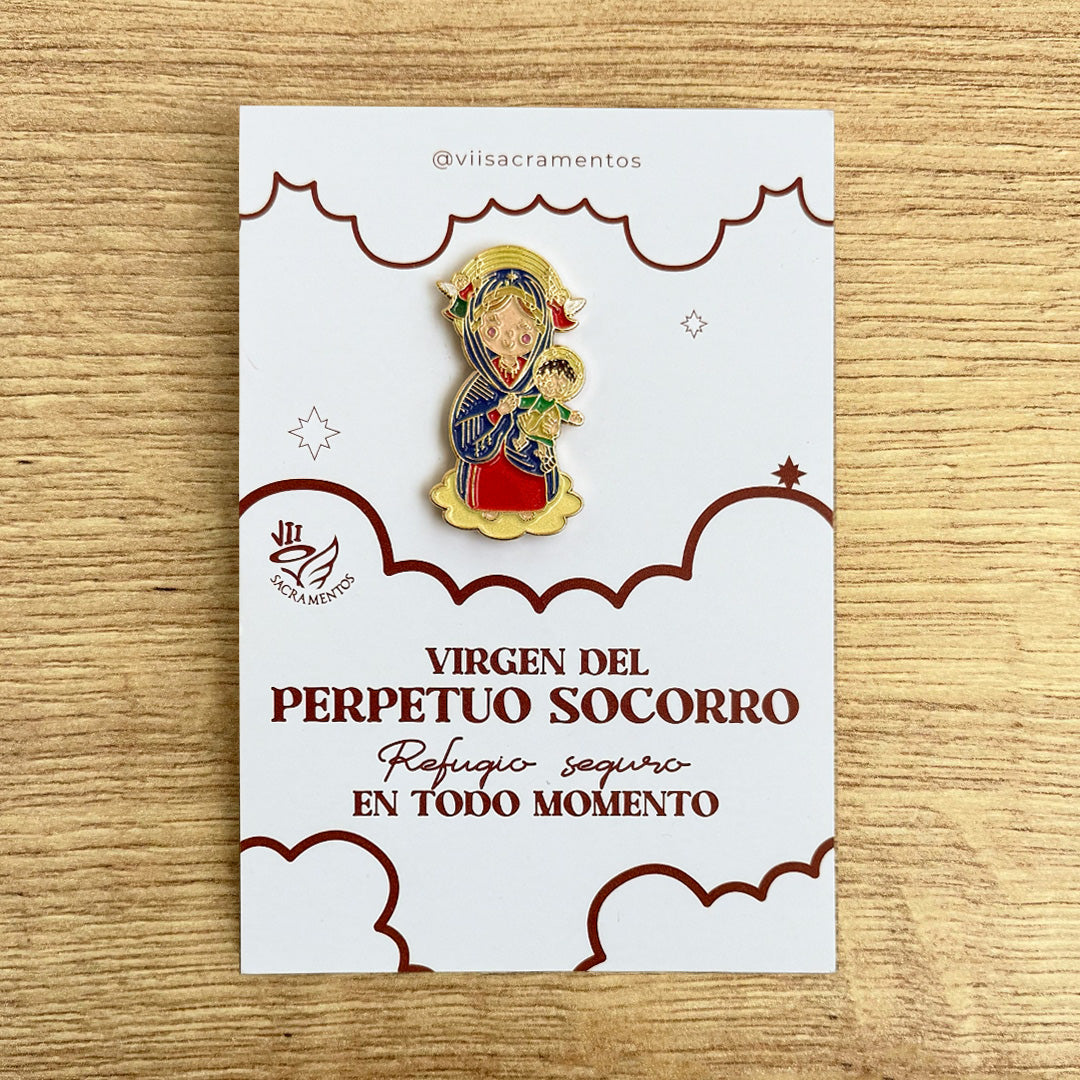 Pines Metálico Virgen Del perpetuo Socorro Resinada – VII Sacramentos Colombia