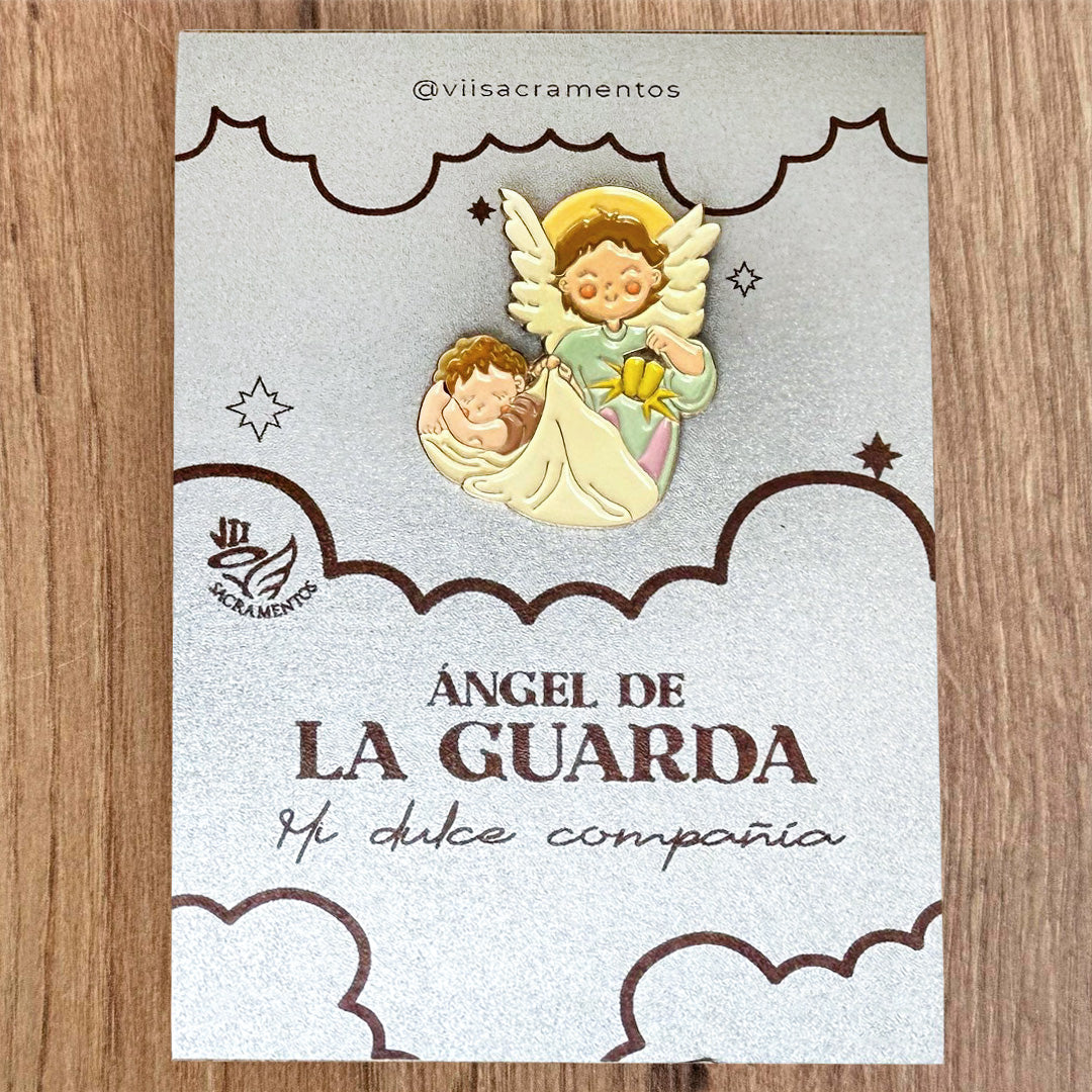 Pin Metálico Ángel de la Guarda con Recubrimiento de Resina