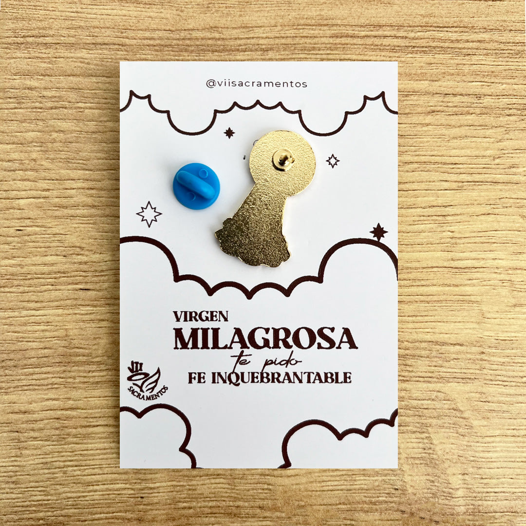 Pines Metálico Virgen de la Medalla Milagrosa Resinada – VII Sacramentos Colombia