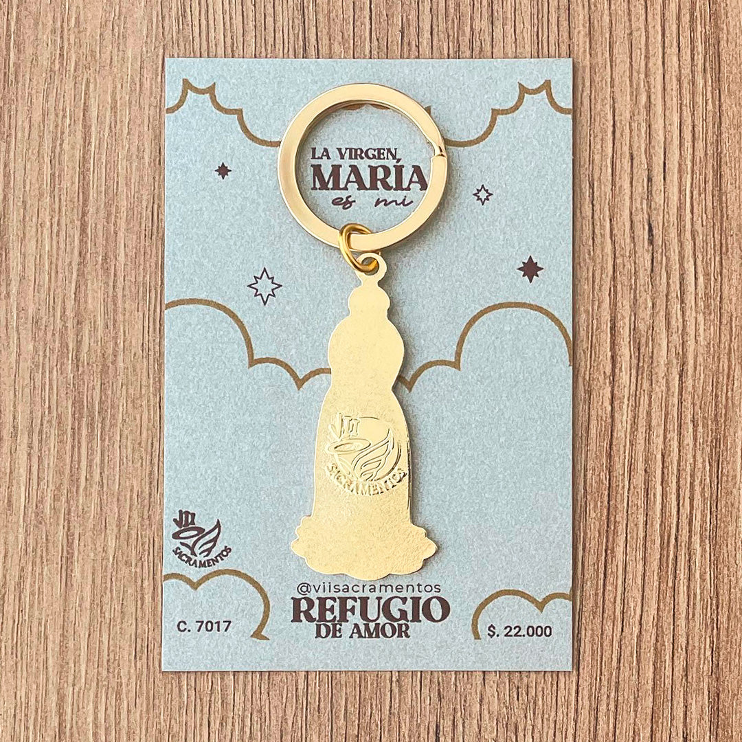 Llavero Metálico Virgen de Fatima Resinada