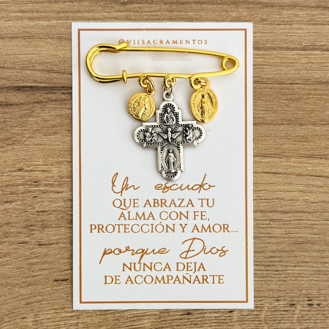 Nodriza con Medallas de Protección – Cruz de las Cinco Gracias, San Benito y Medalla Milagrosa – VII Sacramentos Colombia