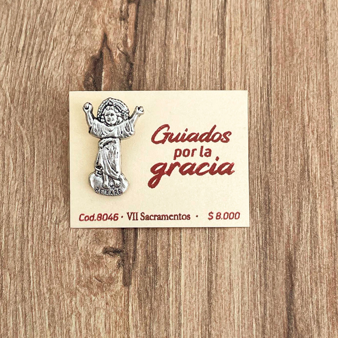 Pines Metálicos con Imágenes Religiosas – VII Sacramentos Colombia
