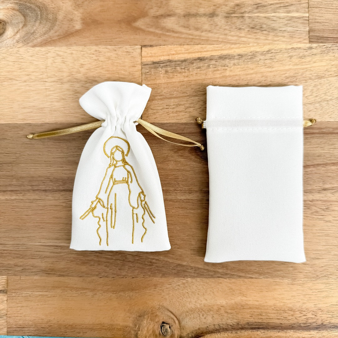 Bolsa Tela Virgen Milagrosa Bordado x 6 Unidades – VII Sacramentos Colombia