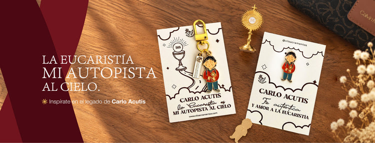 Pin y Llavero de Carlo aciti con la Custodia - La eucarista es la Autopista al Cielo