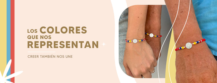 Pulsera tricolor Colombia Medalla de san Benito en Plata - VII Sacramentos