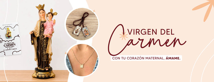 Productos con la imagen de la Virgen del carmen, Pines, escapularios, Estatuas - VII Sacramentos