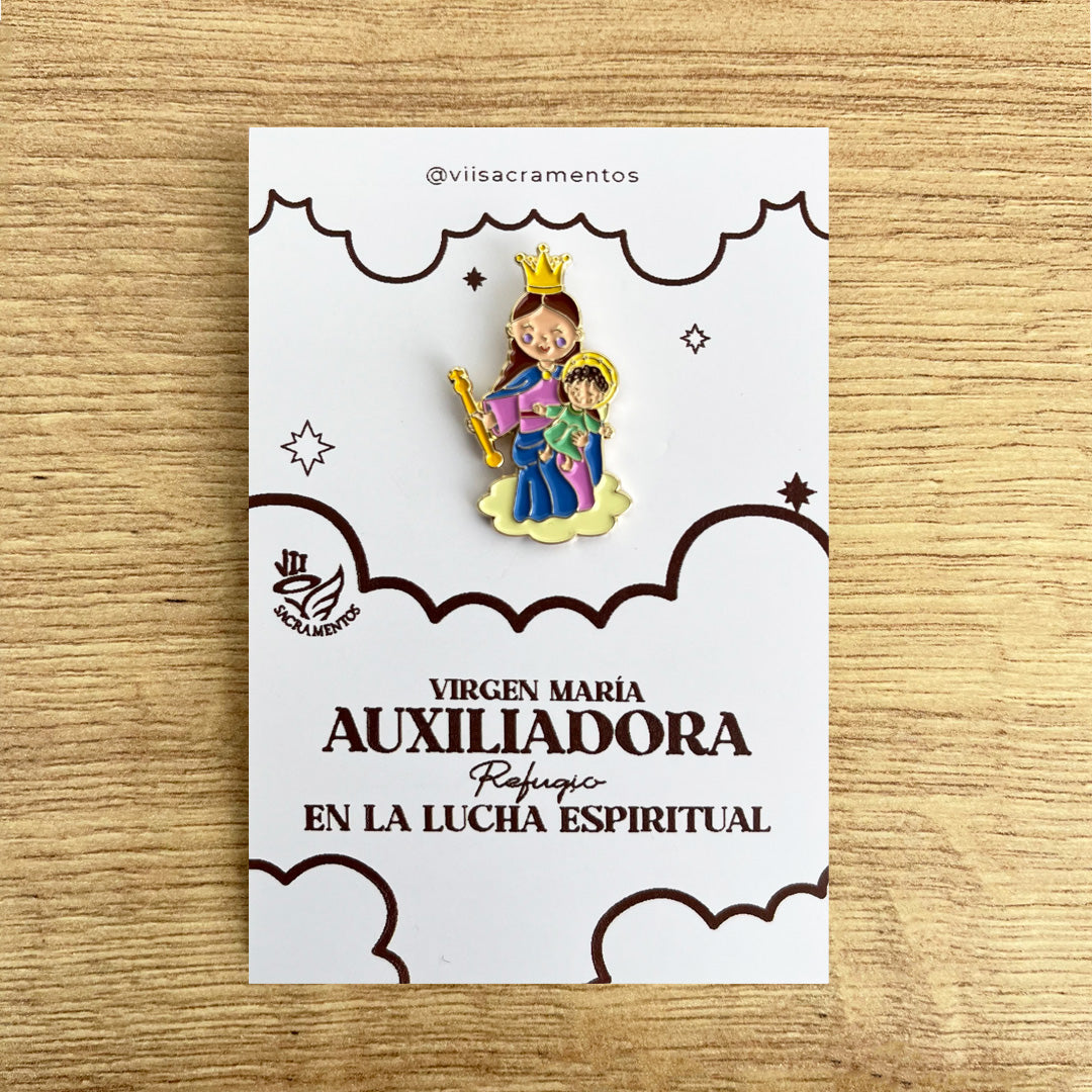 Pines Metálico Virgen María Auxiliadora