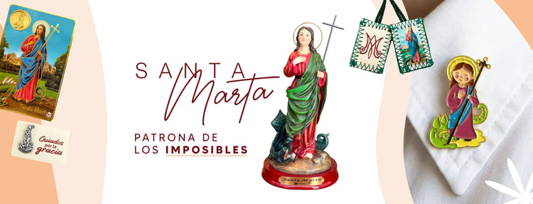 Imagen tipo estatua de Santa Marta, in de Santa Marta y Estampa de oración