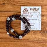Rosario en Madera de san jose elastico tipo Pulsera